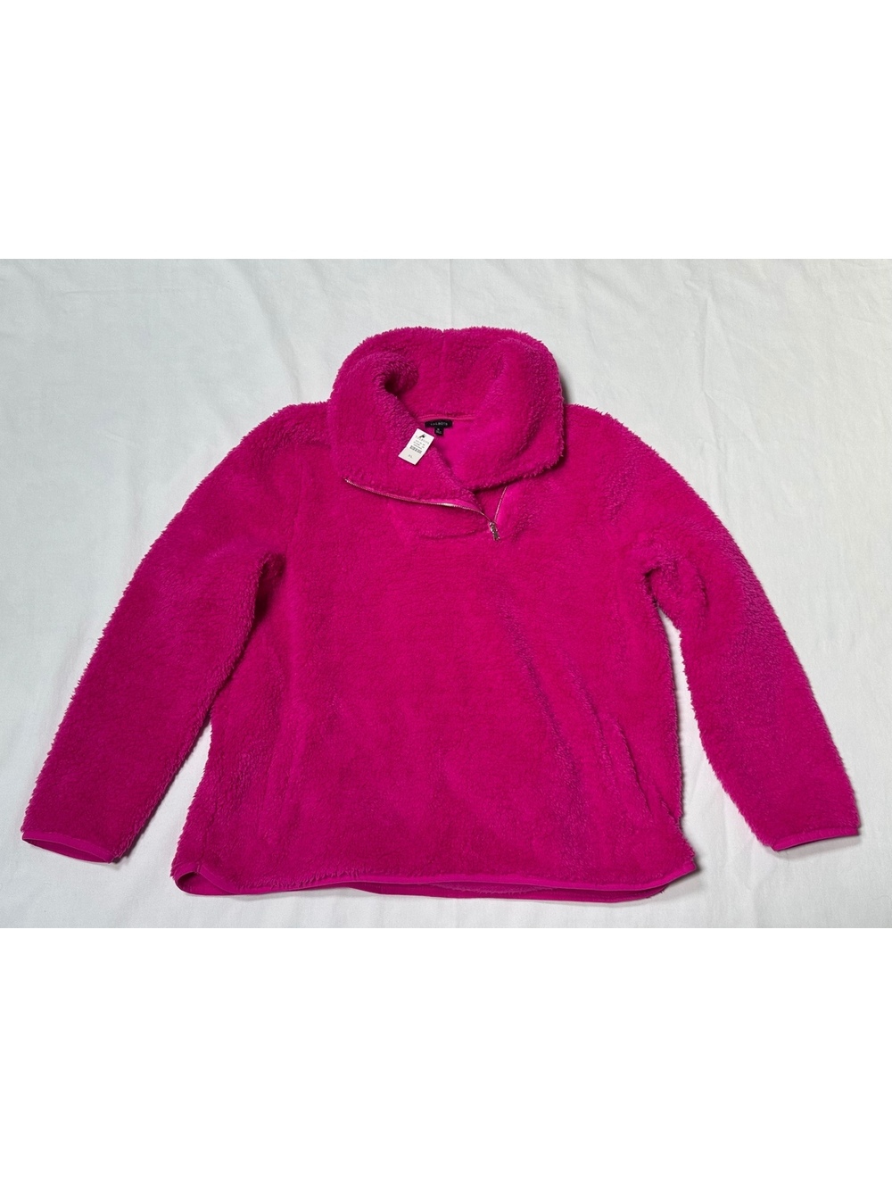 Talbots NWT Magenta Fuchsia Sherpa Fleece Quarter-Zip Pullover Women’s XL
